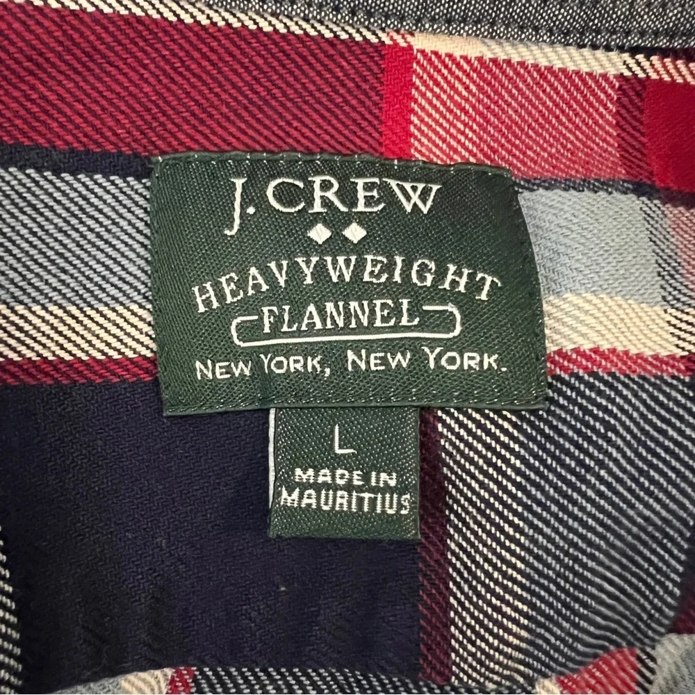 J.Crew Heavyweight Flannel Shirt | Men’s Size Large | Red & Blue Plaid | Cotton